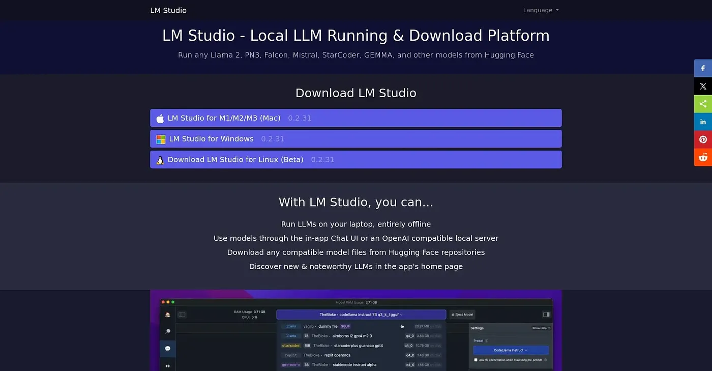 Screenshot of LM Studio