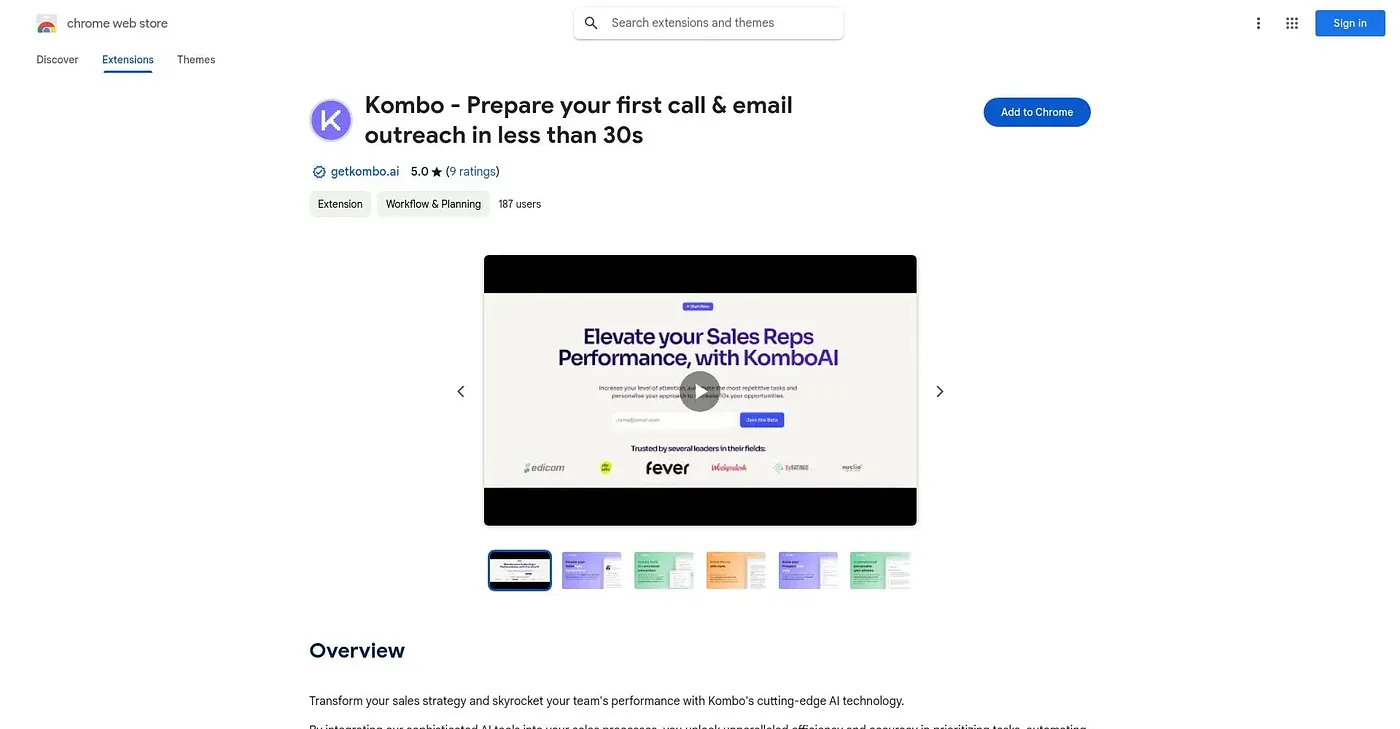 Screenshot of Kombo Chrome Extension