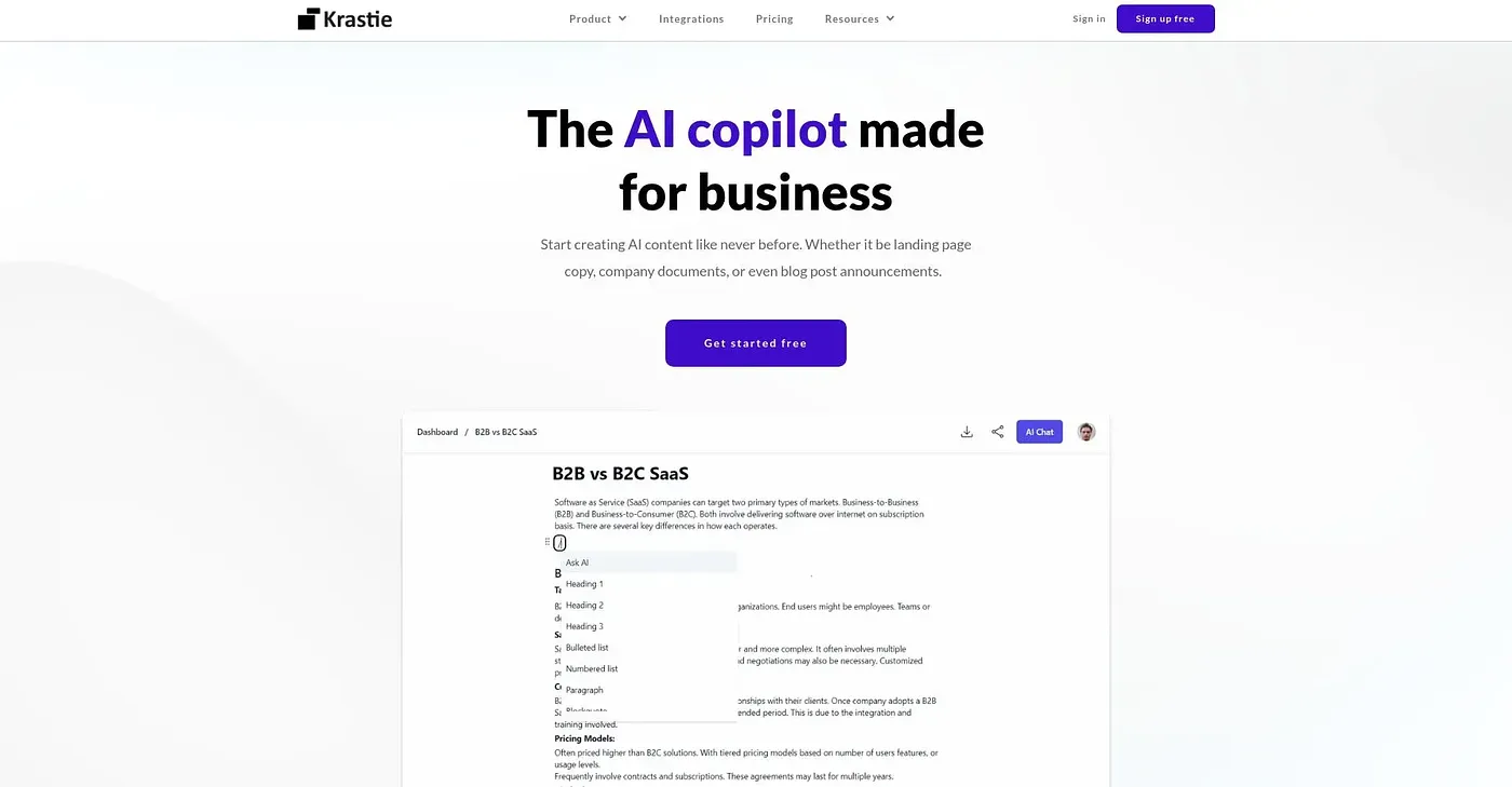 Screenshot of Krastie AI