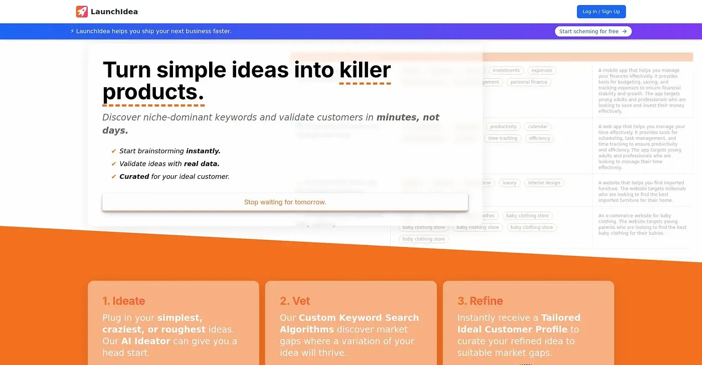 Screenshot of LaunchIdea