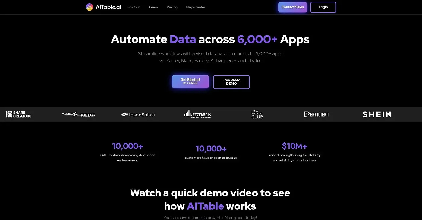 Screenshot of AITable.ai