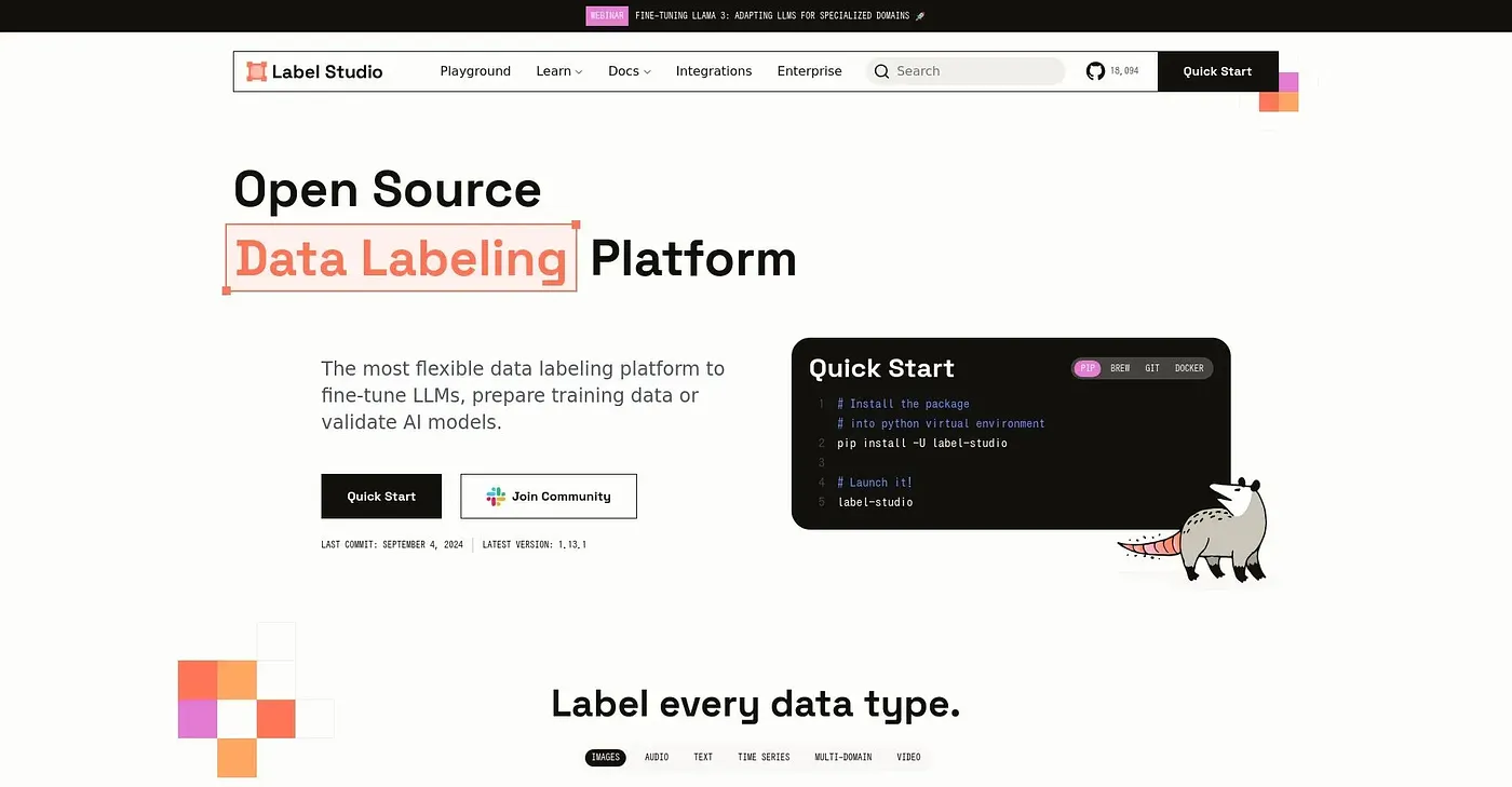 Screenshot of Label Studio
