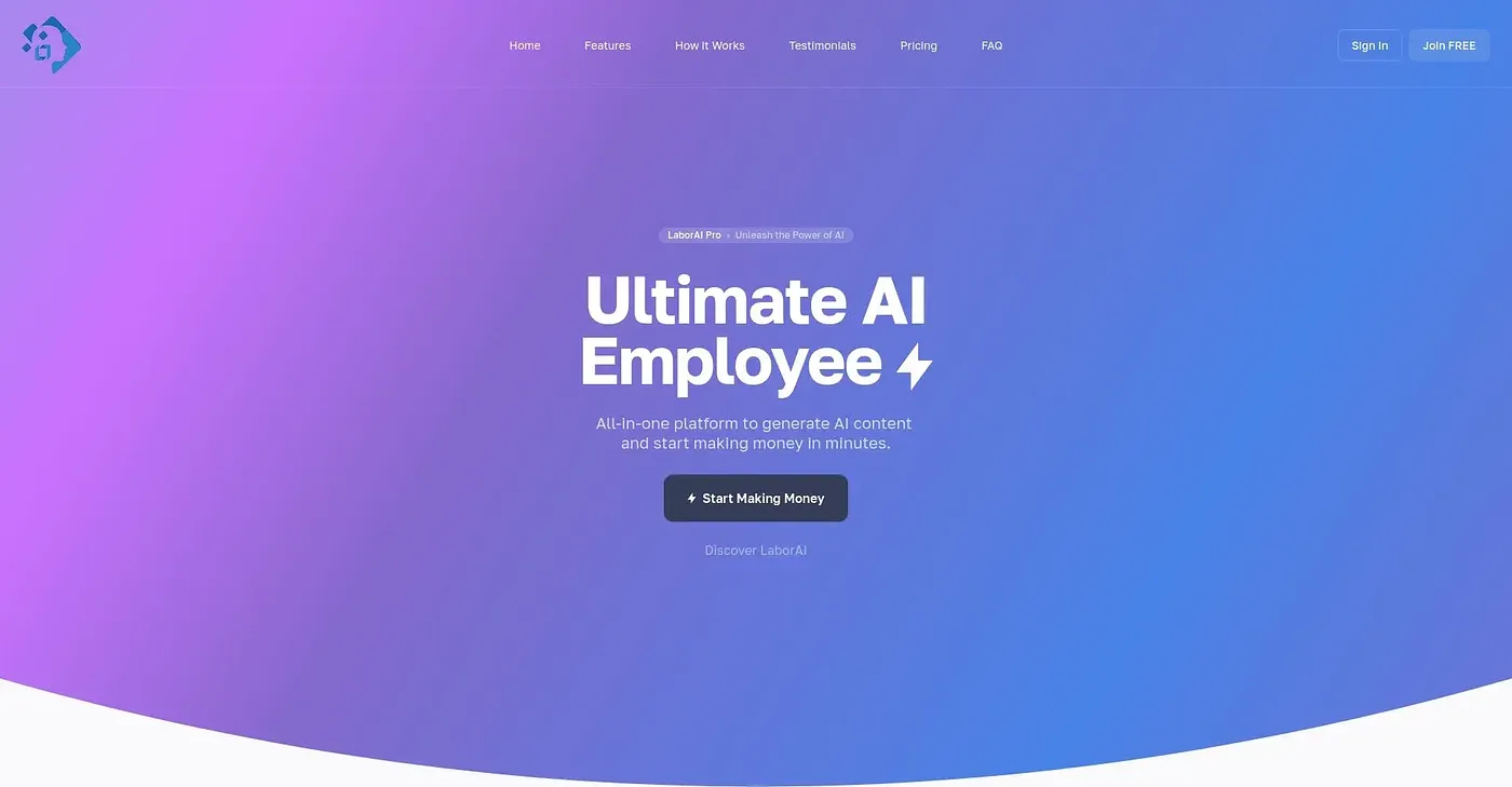 Screenshot of Labor AI