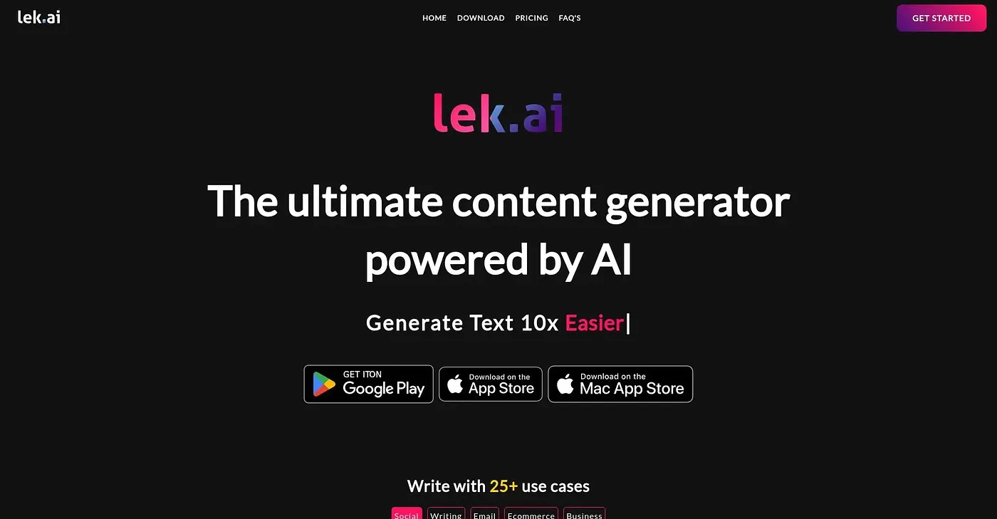 Screenshot of Lek AI