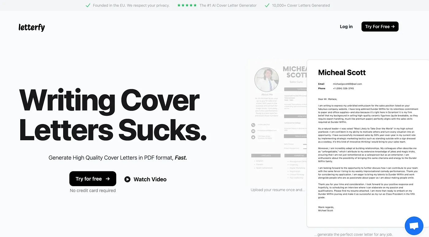 Screenshot of Letterfy