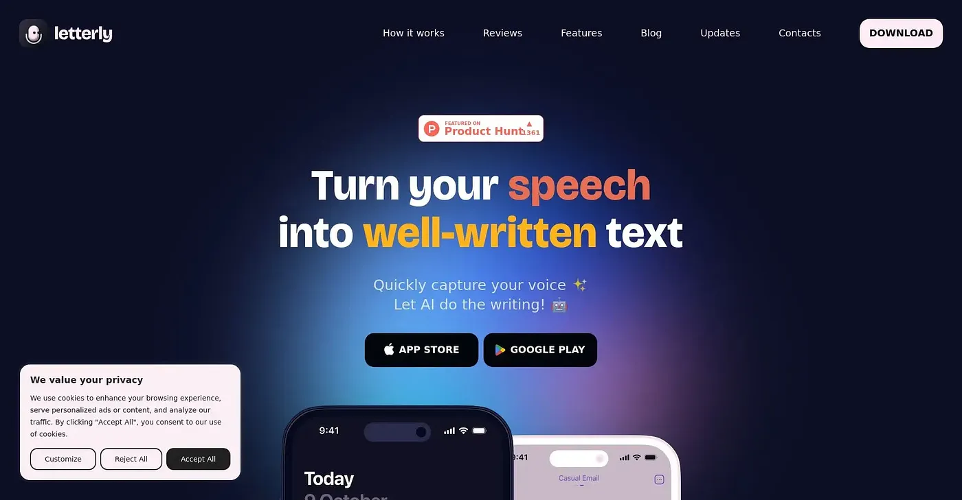 Screenshot of Letterly