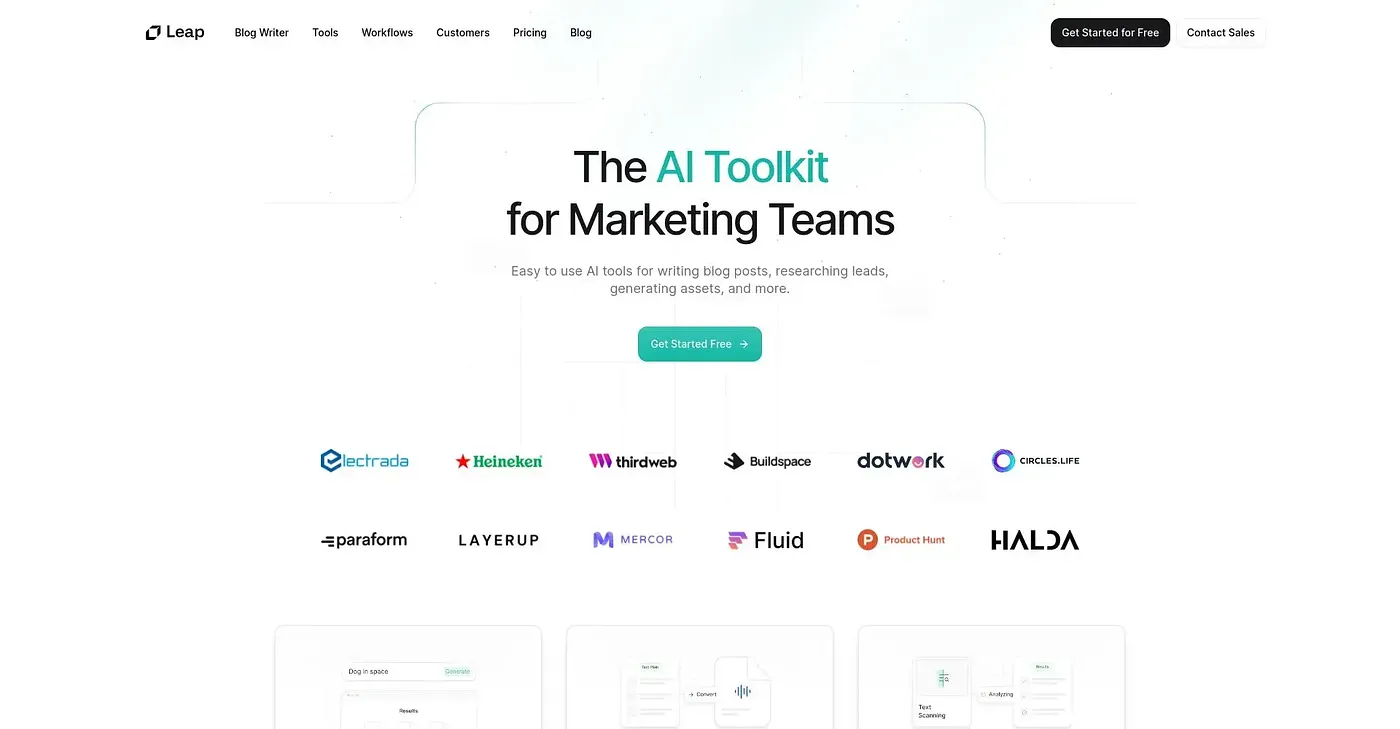 Screenshot of Leap AI