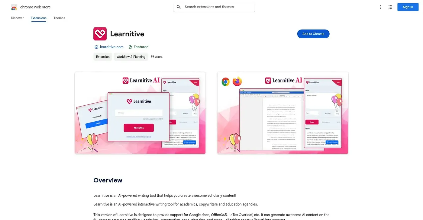 Screenshot of Learnitive Chrome Extension