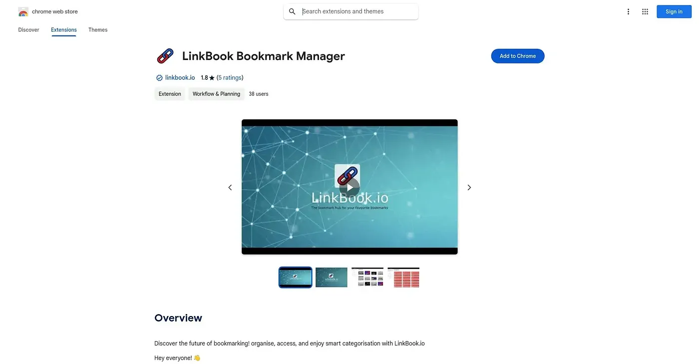 Screenshot of LinkBook - Chrome Extension