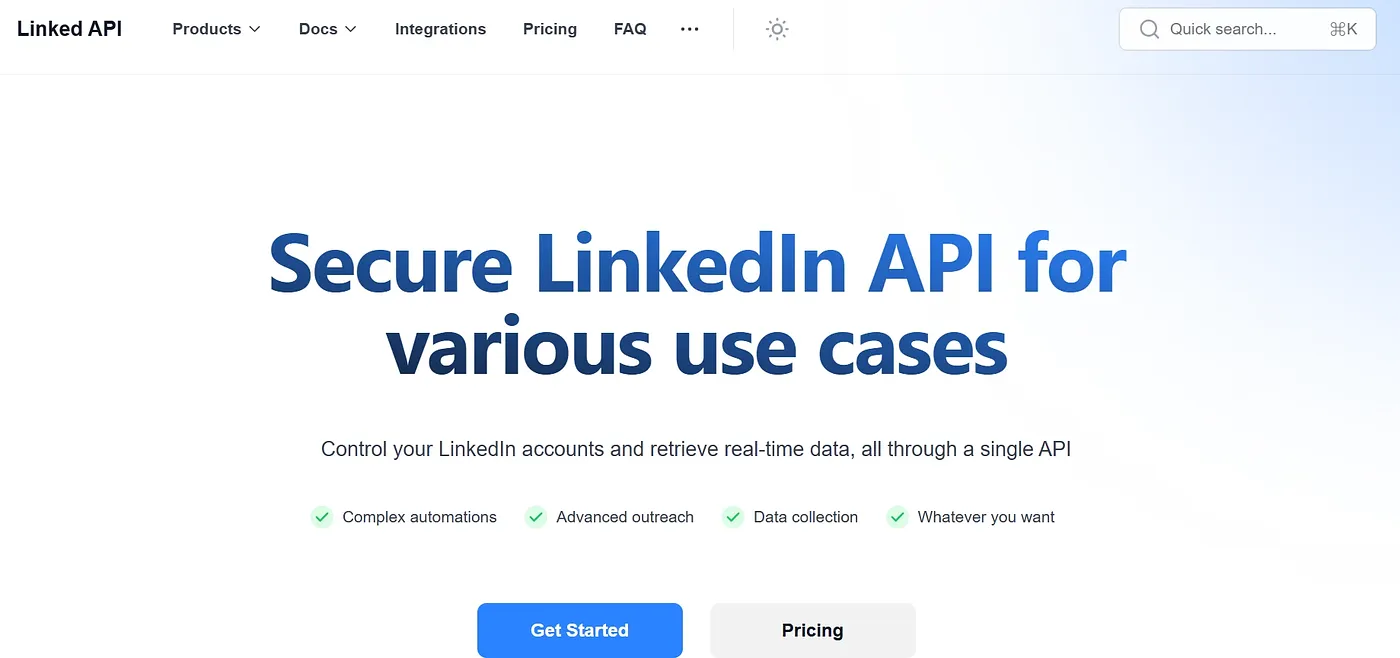 Screenshot of Linked API