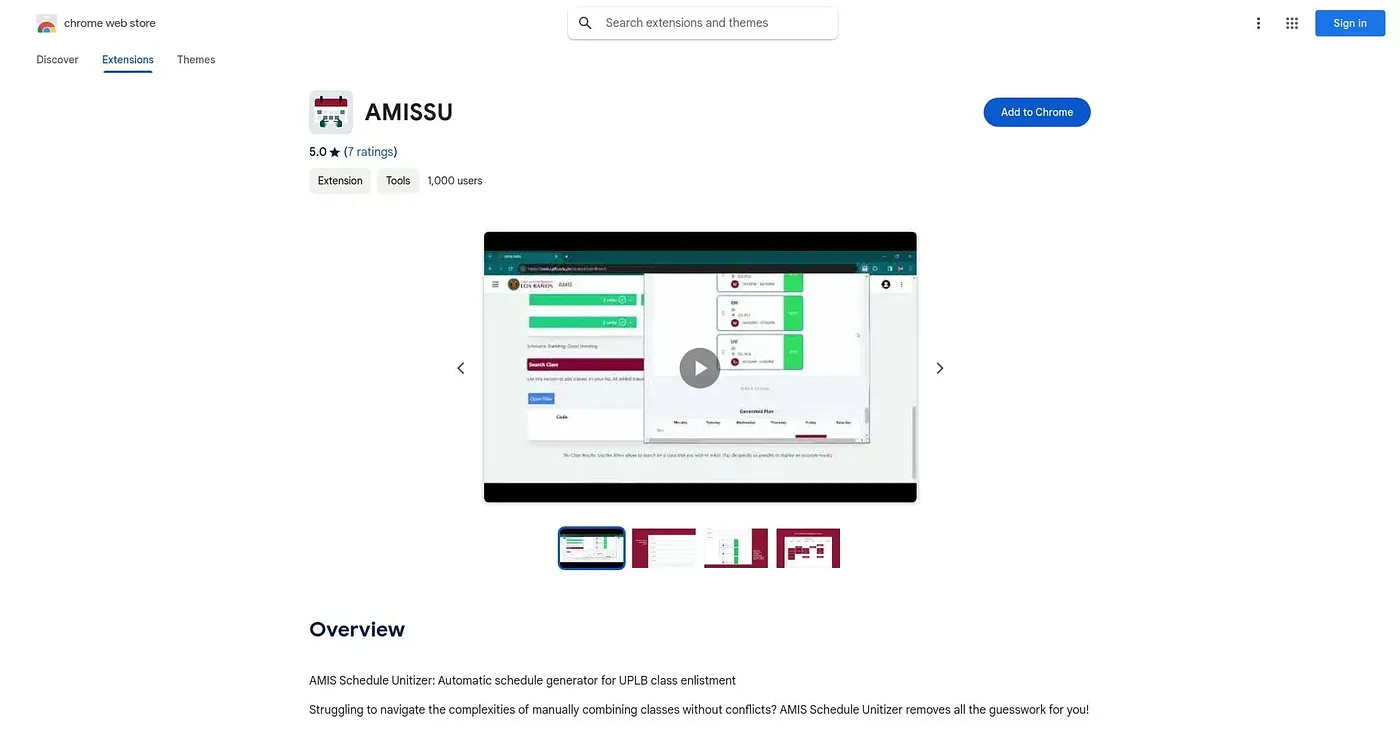 Screenshot of AMIS Schedule Unitizer