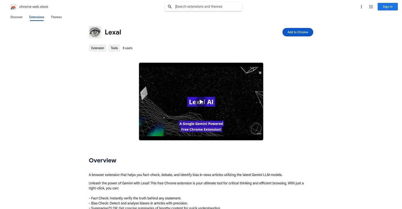 Screenshot of Lexal Chrome Extension