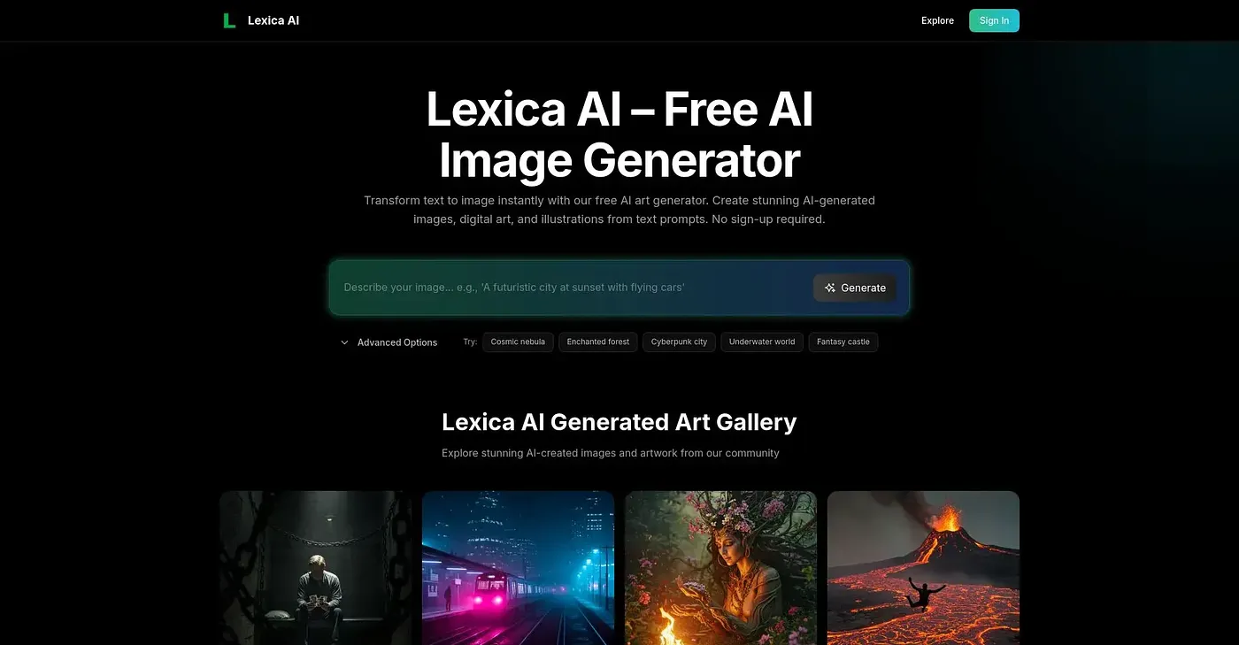 Screenshot of Lexica AI