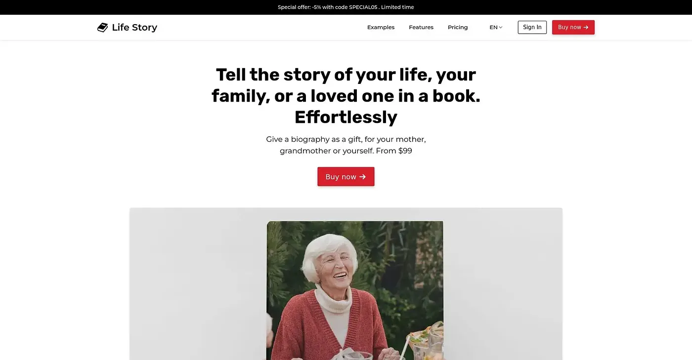 Screenshot of Life Story AI
