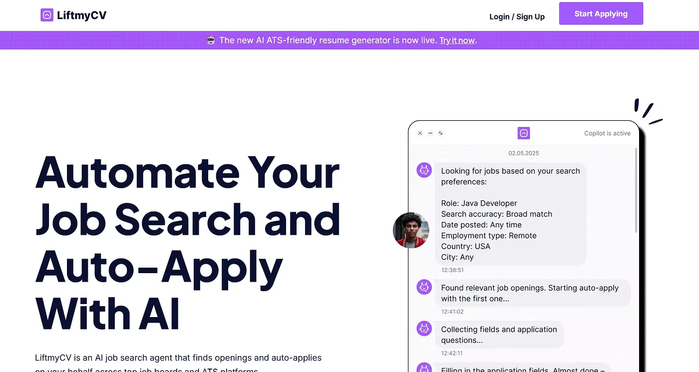 Screenshot of LiftmyCV