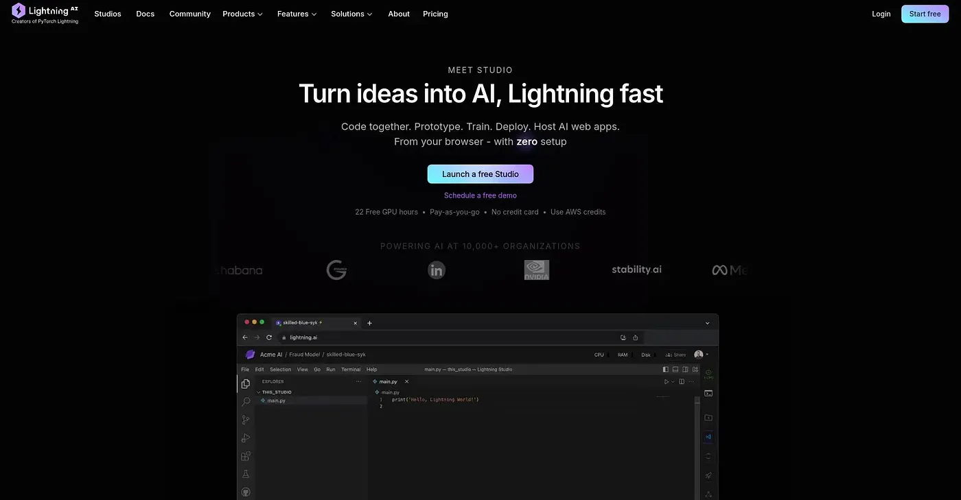 Screenshot of Lightning AI