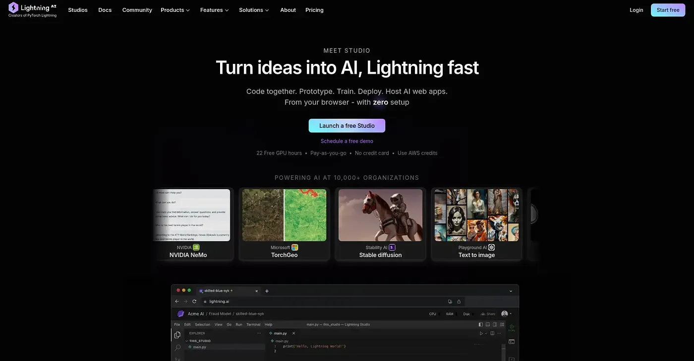 Screenshot of Lightning AI
