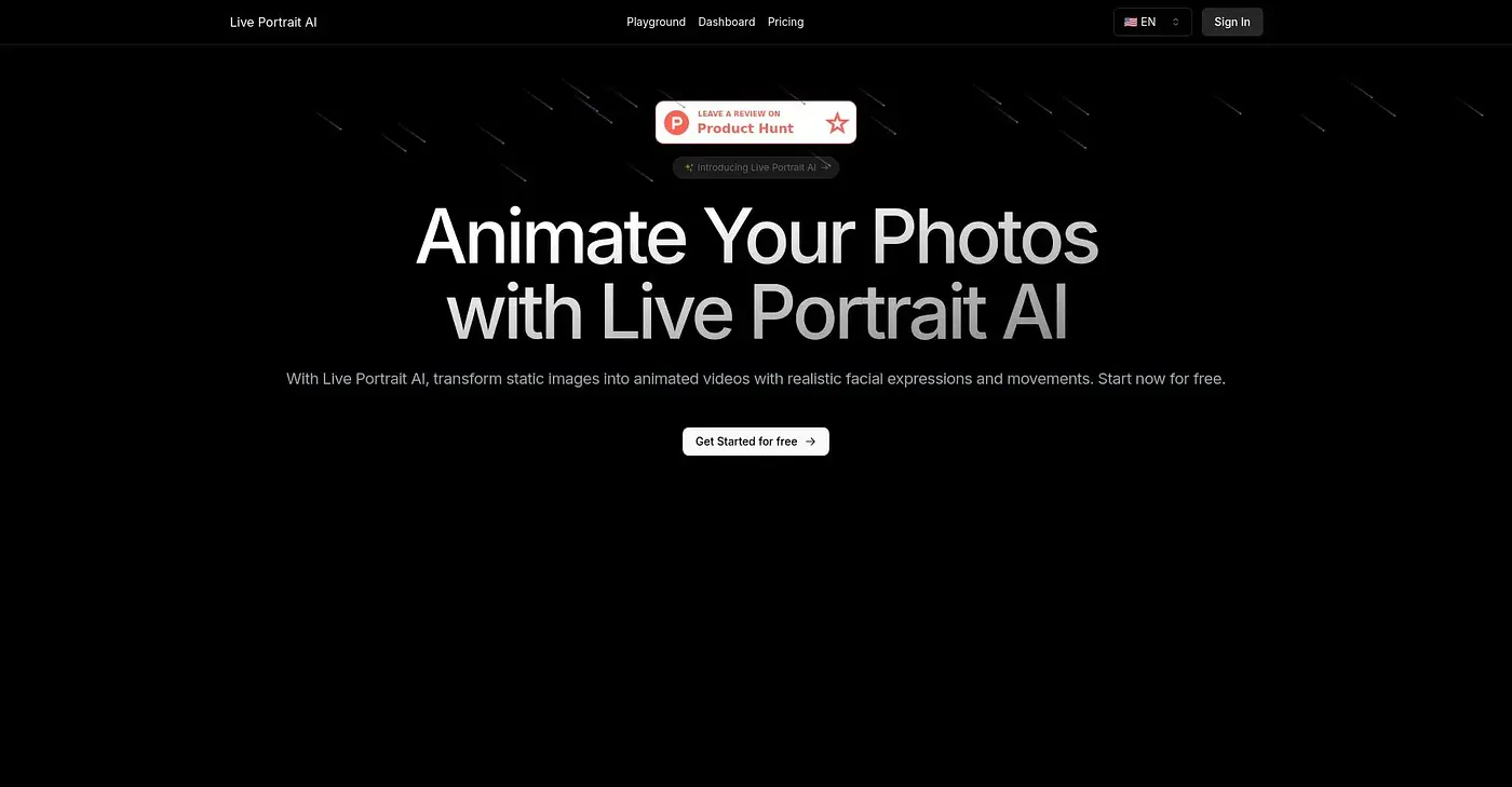 Screenshot of Live Portrait AI