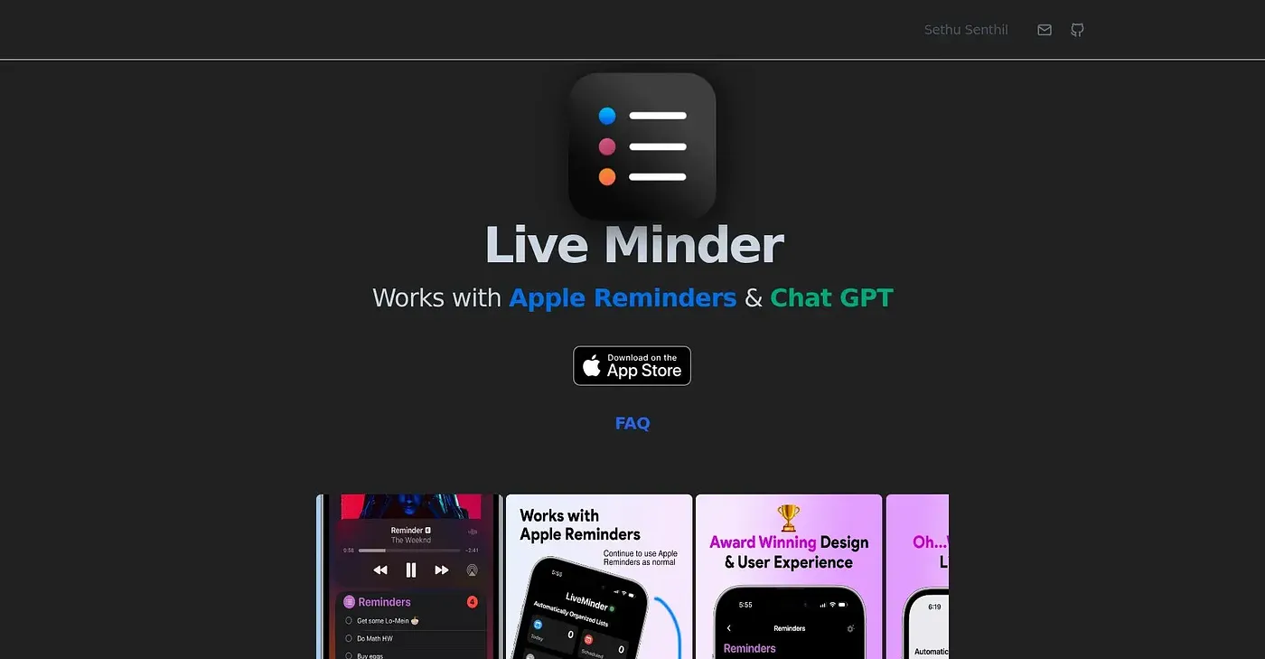 Screenshot of LiveMinder