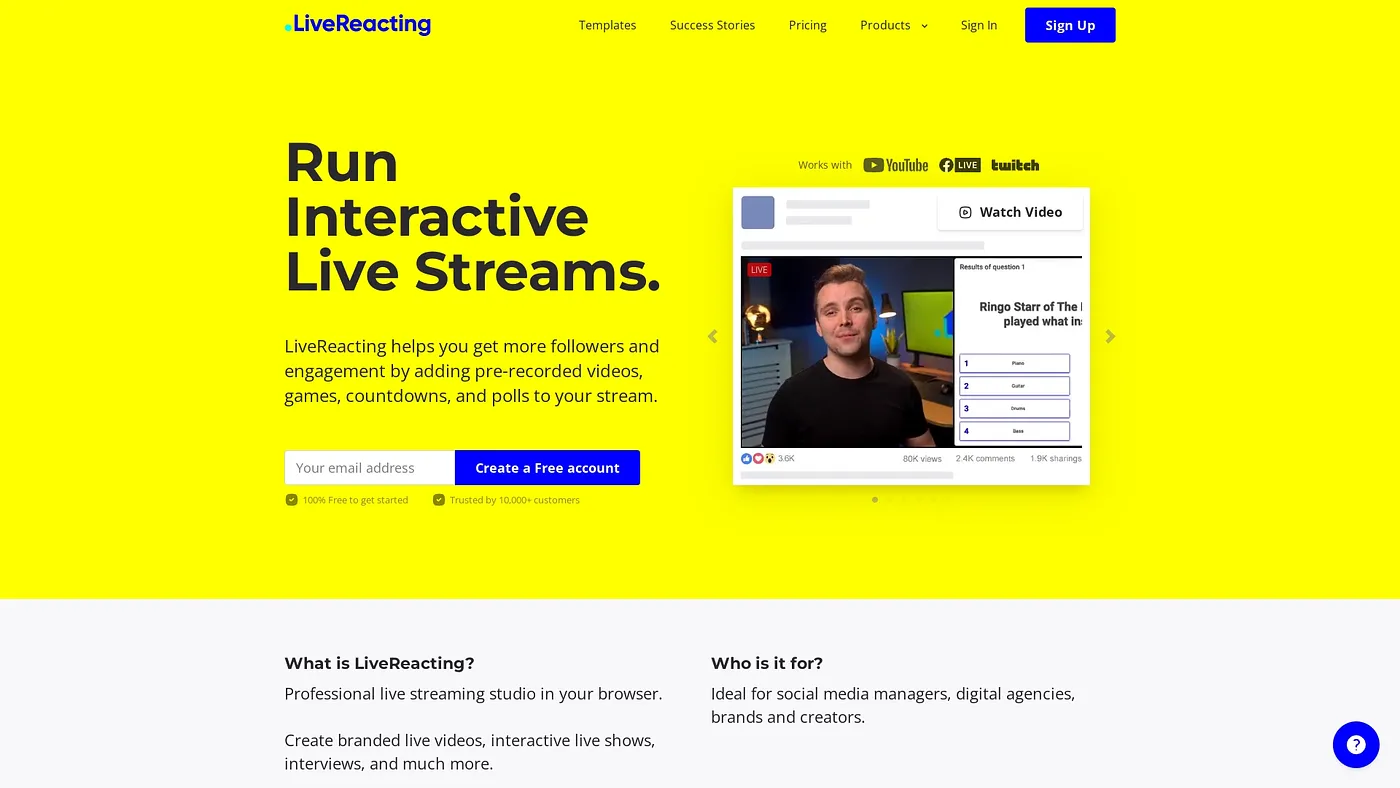 Screenshot of LiveReacting