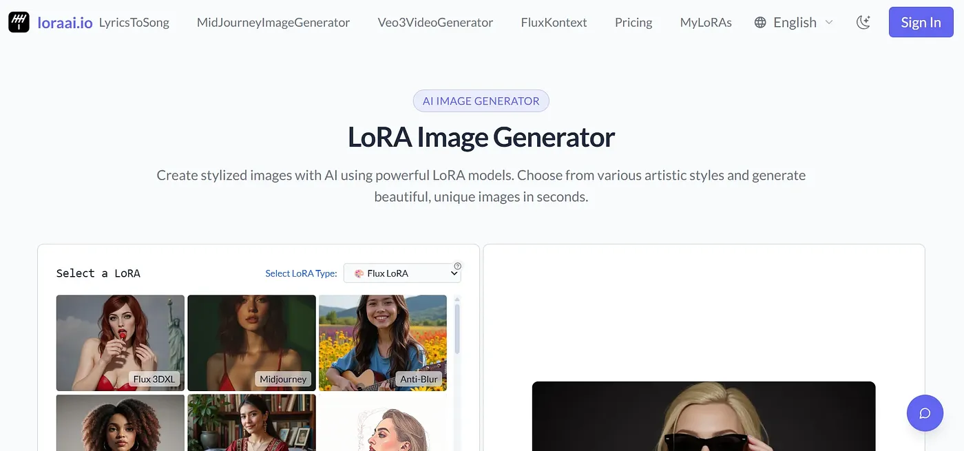 Screenshot of LoRA AI