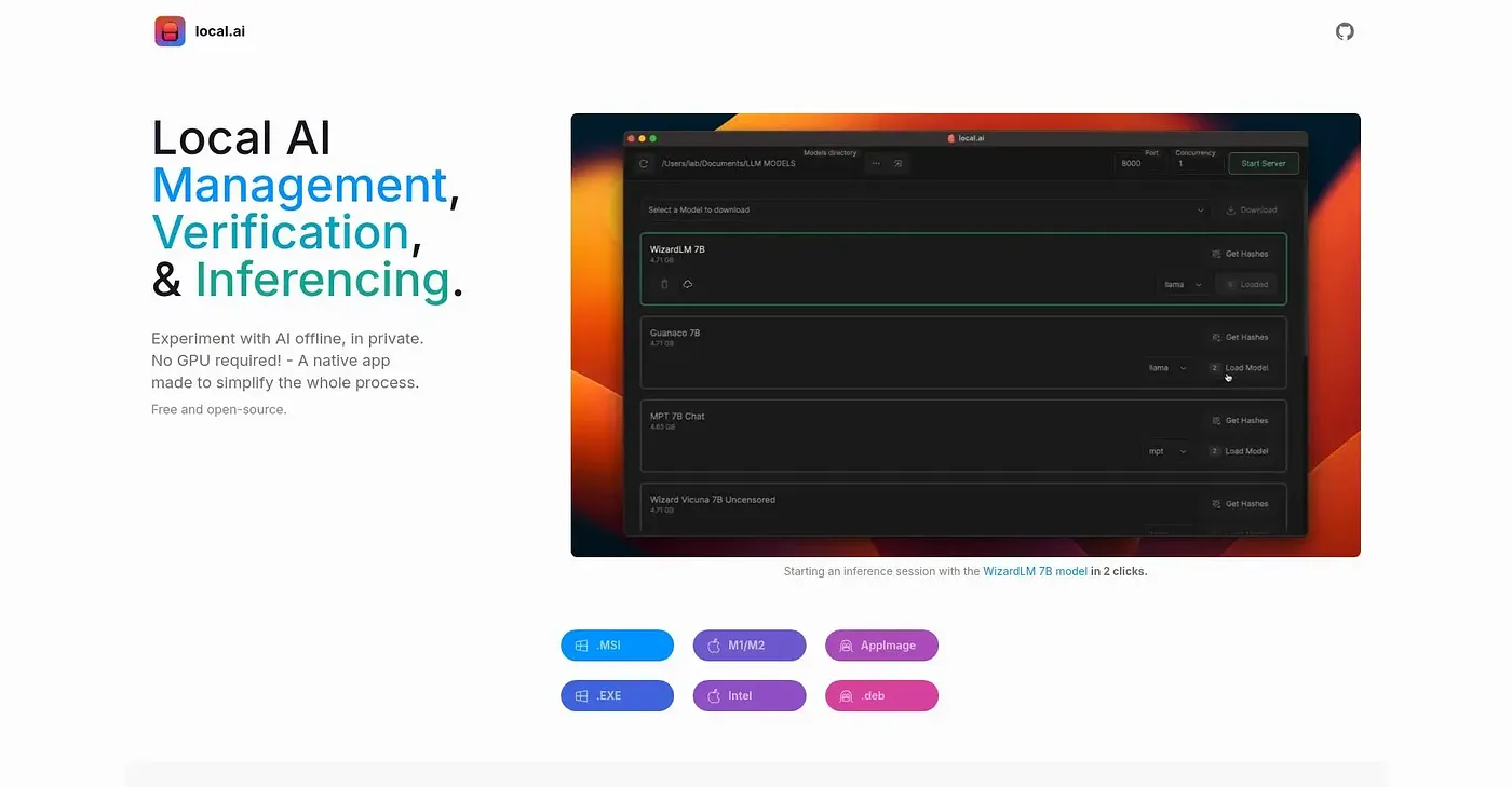 Screenshot of LocalAI