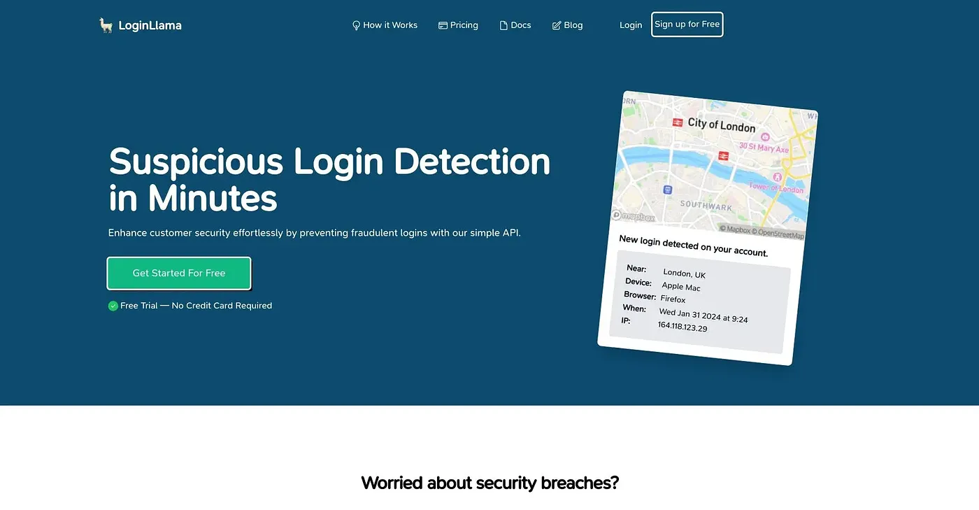 Screenshot of Login Llama