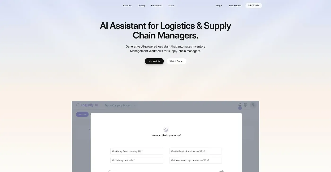 Screenshot of Logistify AI