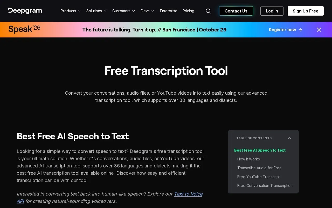 Screenshot of Deepgram