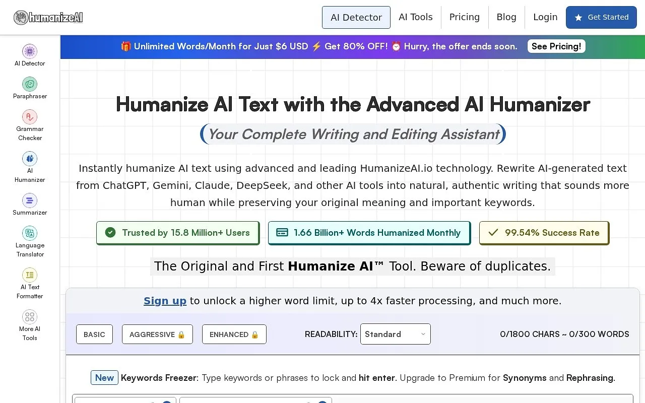 Screenshot of Humanize AI