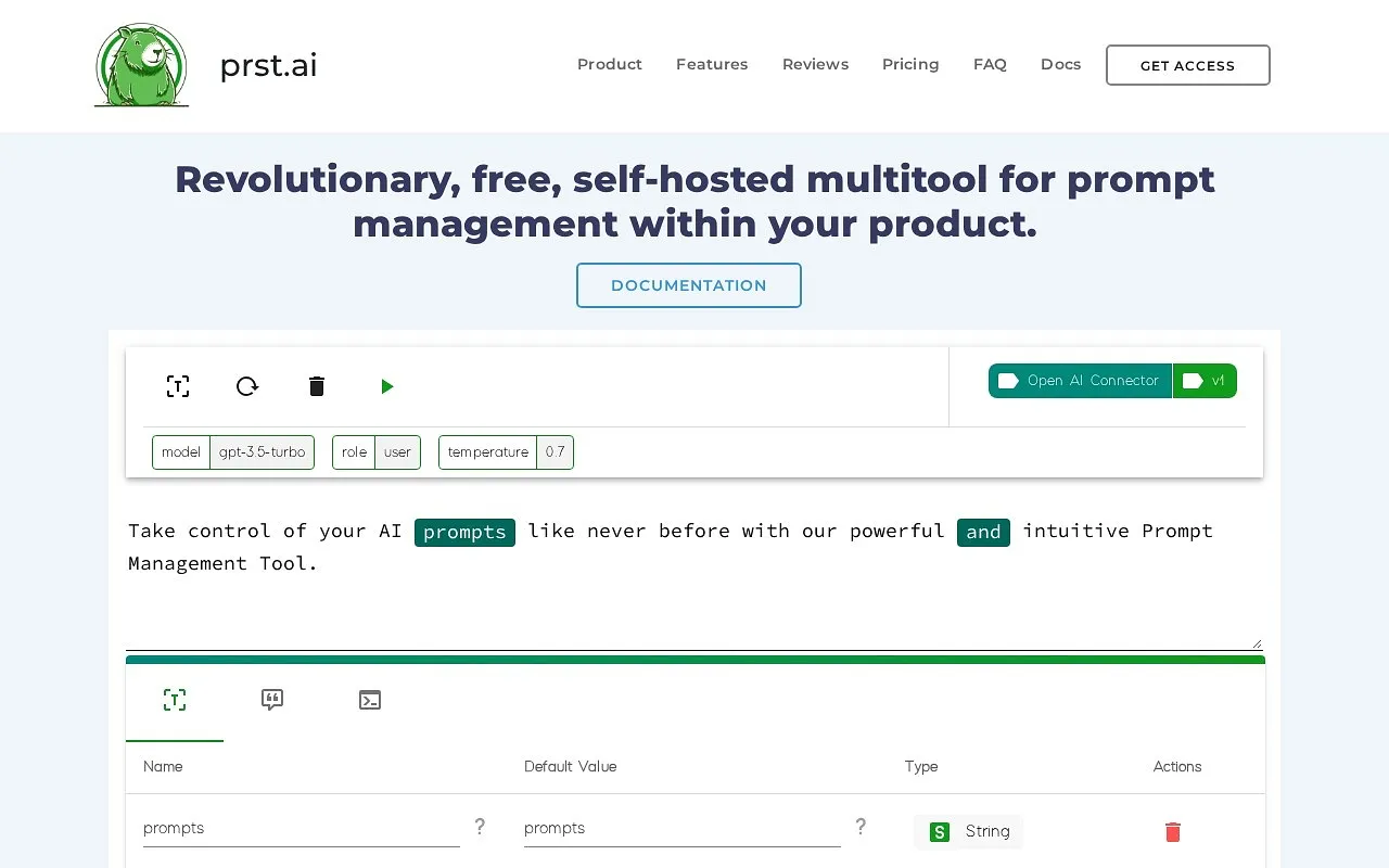 Screenshot of Prst AI