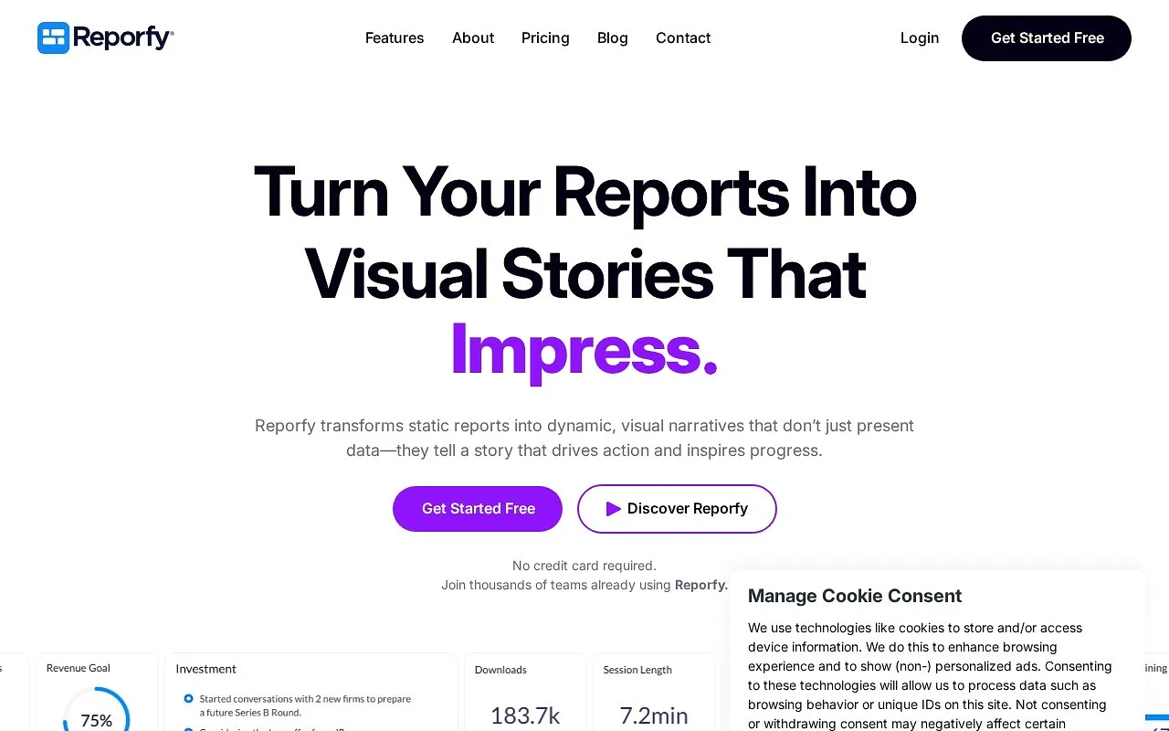 Screenshot of Reporfy