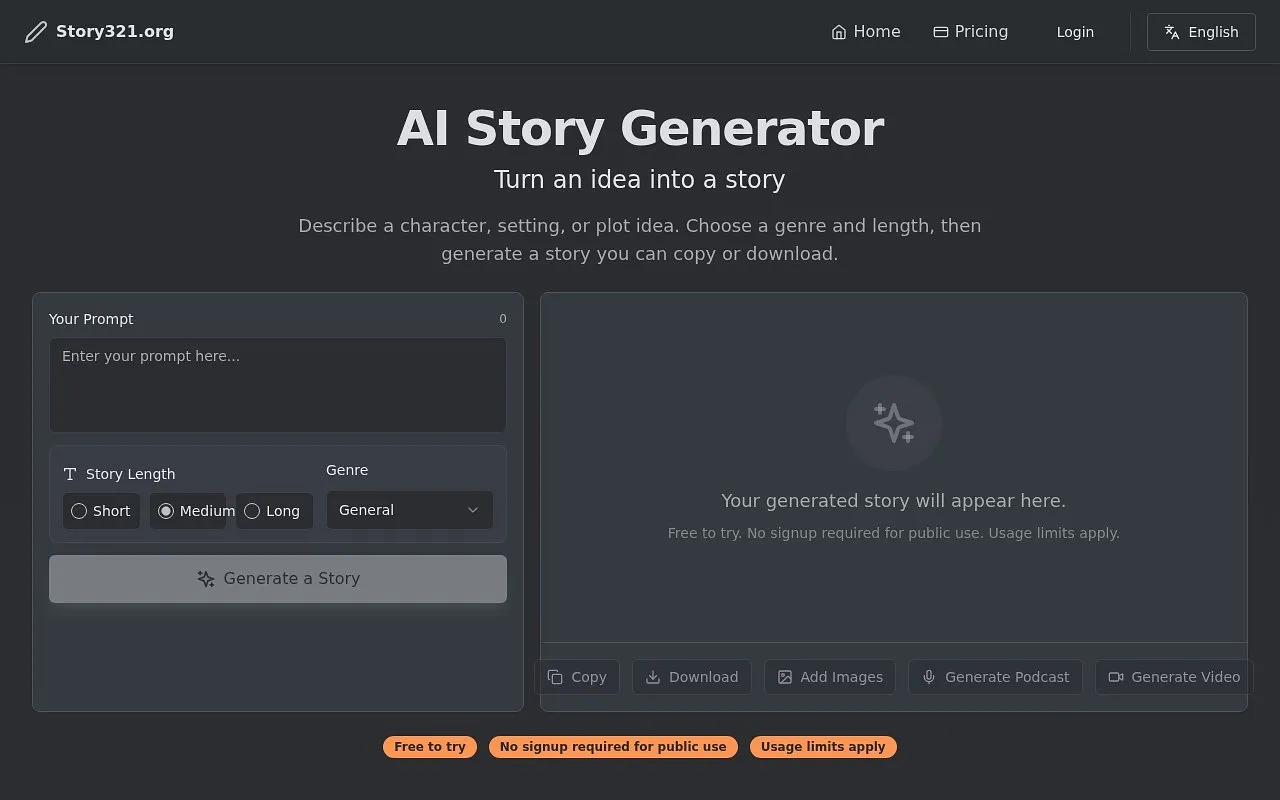 Screenshot of Story 321