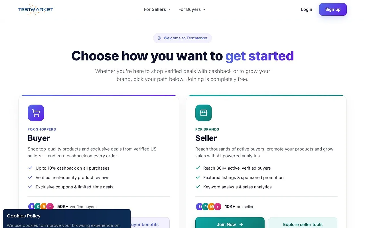 Screenshot of Testmarket