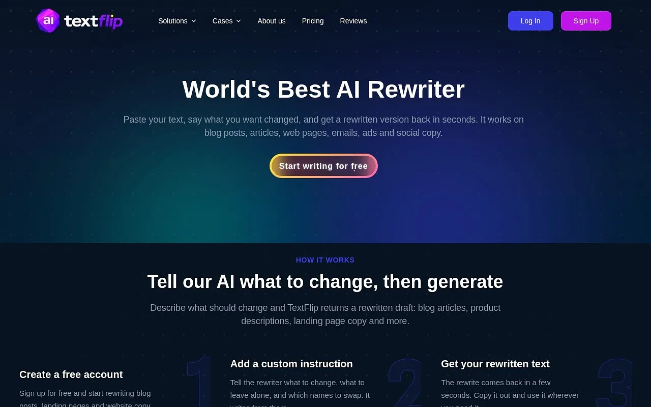 Screenshot of Text Flip AI