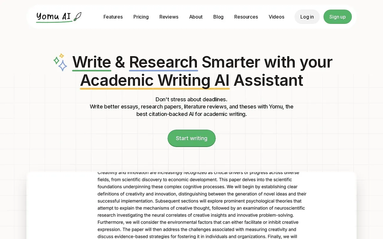 Screenshot of Yomu AI
