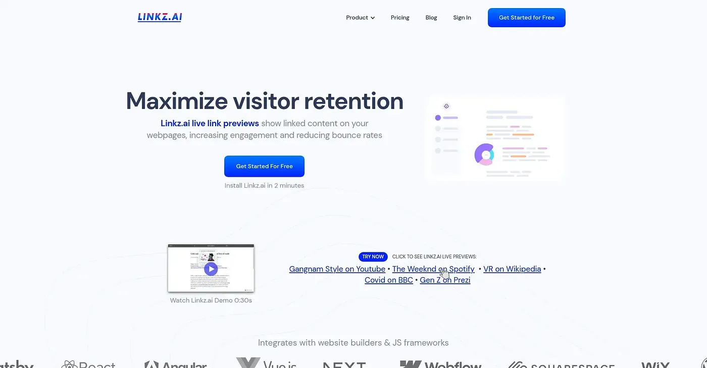 Screenshot of Linkz AI