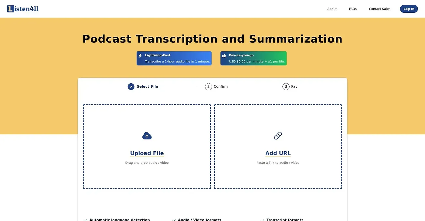 Screenshot of Listen 411