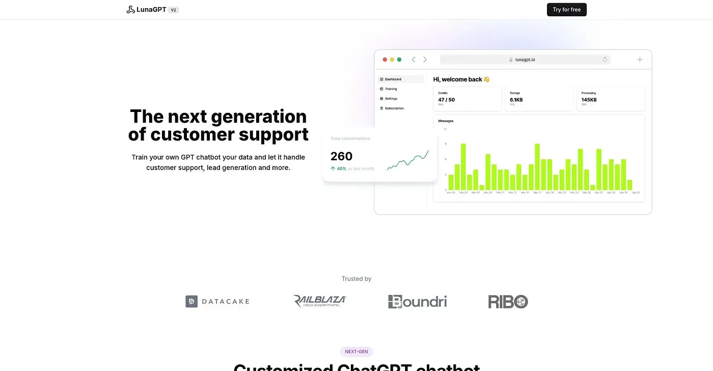 Screenshot of LunaGPT