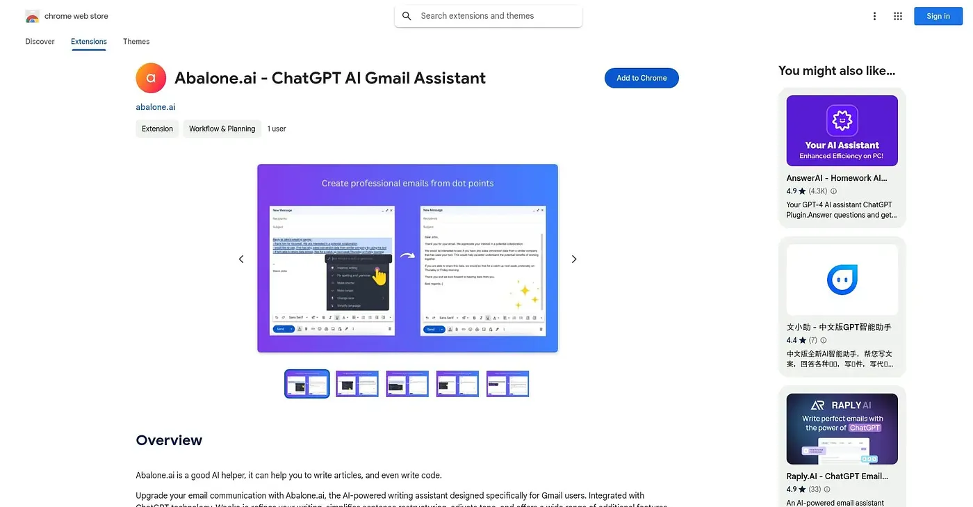 Screenshot of Abalone.ai Chrome Extension