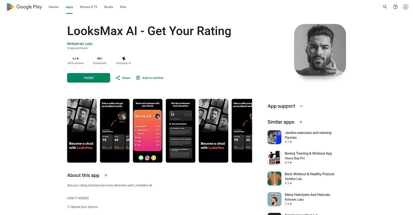 Screenshot of Looksmax AI