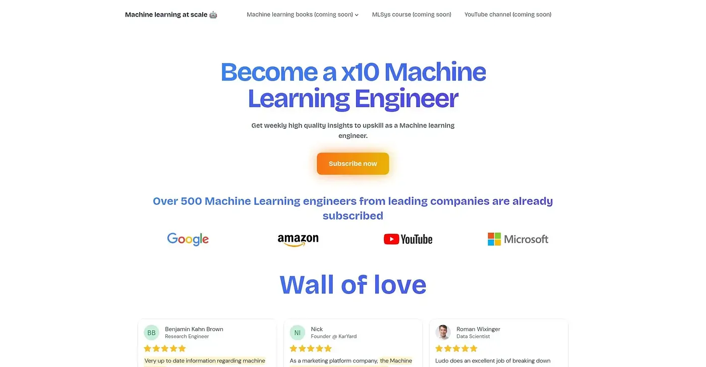 Screenshot of Machine Learning at Scale
