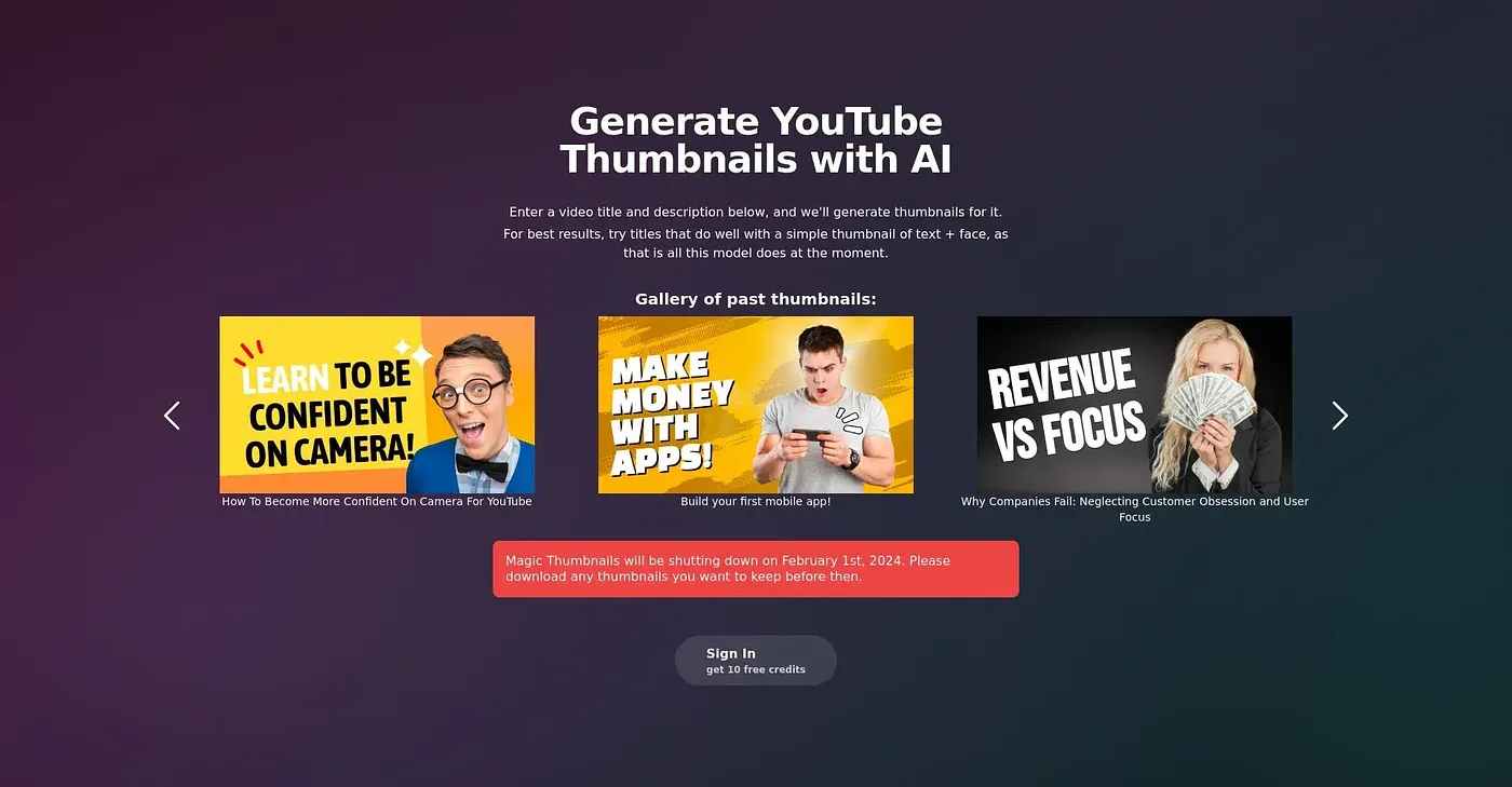 Screenshot of Magic Thumbnails