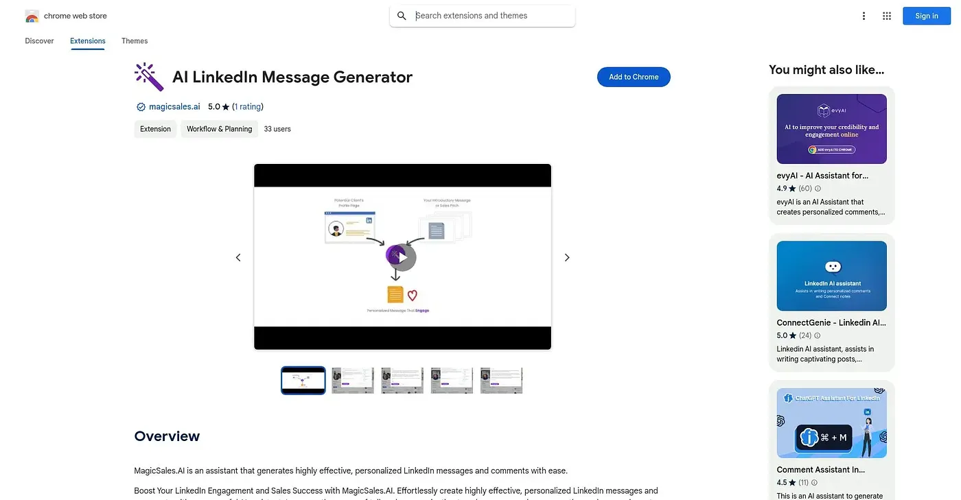 Screenshot of MagicSales.AI Chrome Extension