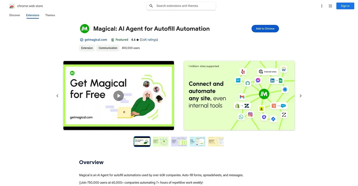 Screenshot of Magical AI Writer Autofill