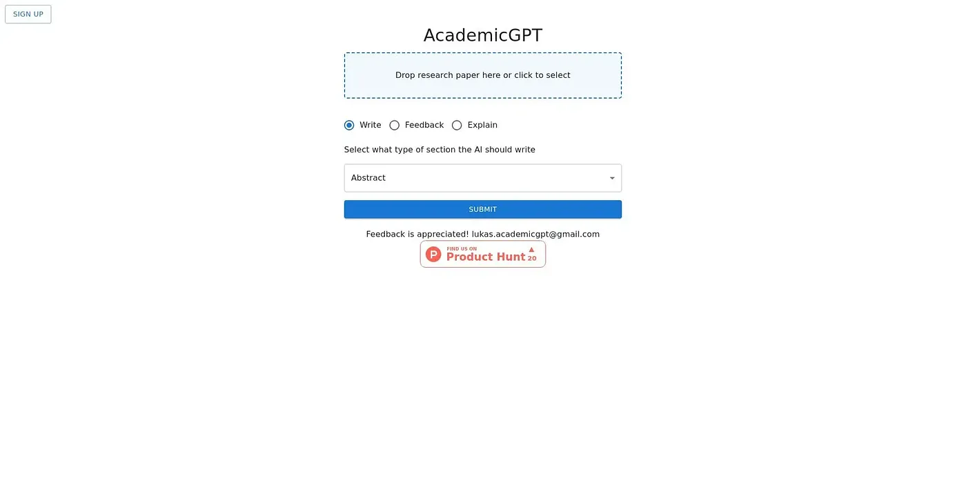 Screenshot of Academic Gpt
