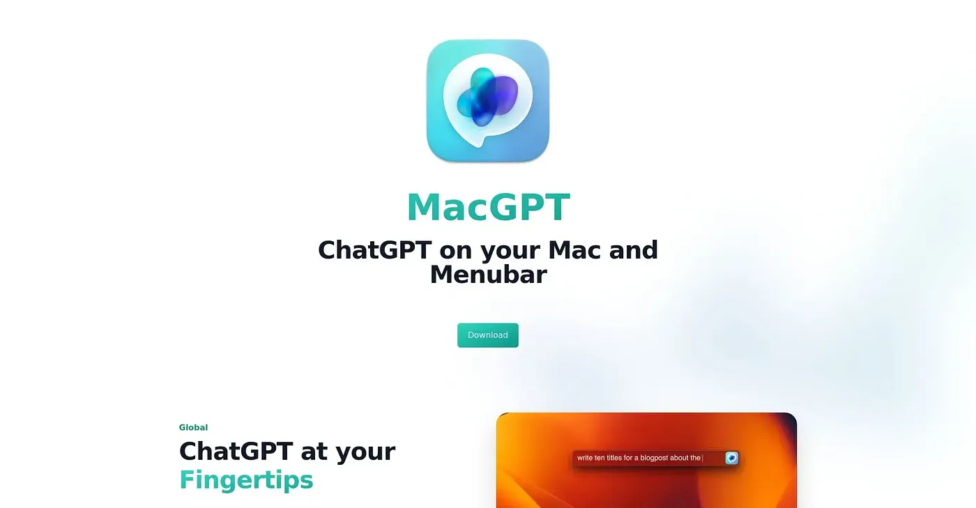 Screenshot of MacGPT