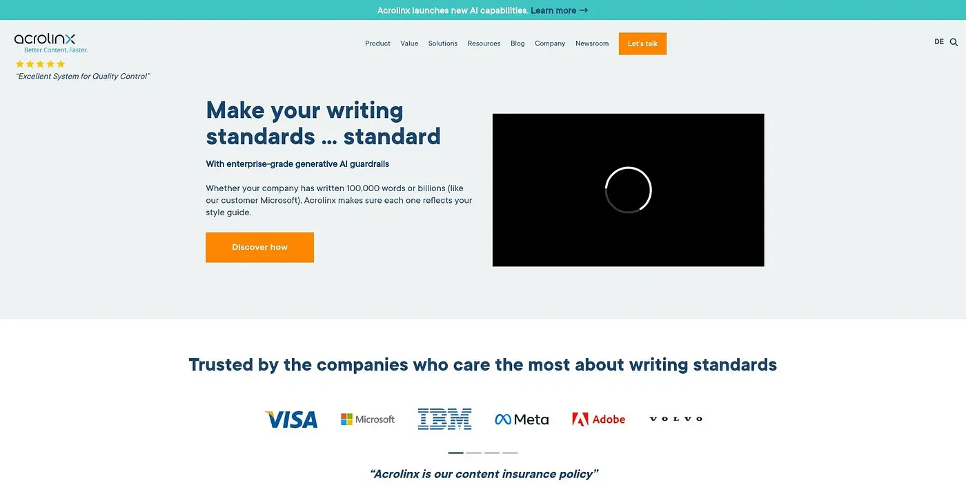 Screenshot of Acrolinx