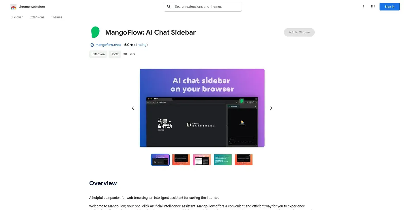 Screenshot of MangoFlow Chrome Extension