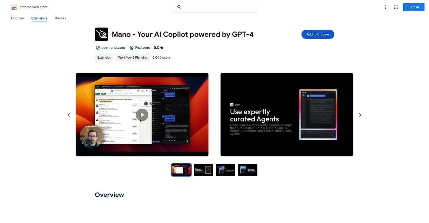 Screenshot of Mano AI Copilot - Chrome Extension